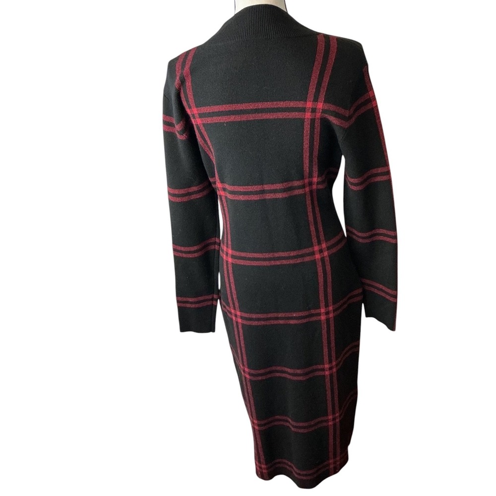 Emery Rose Womens Plaid Mock Neck Long Sleeve Bodycon Sweater Midi Dress Medium - Picture 9 of 9